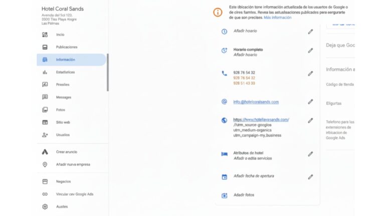 Panel de Google Business Profile para alojamientos turísticos en Galicia